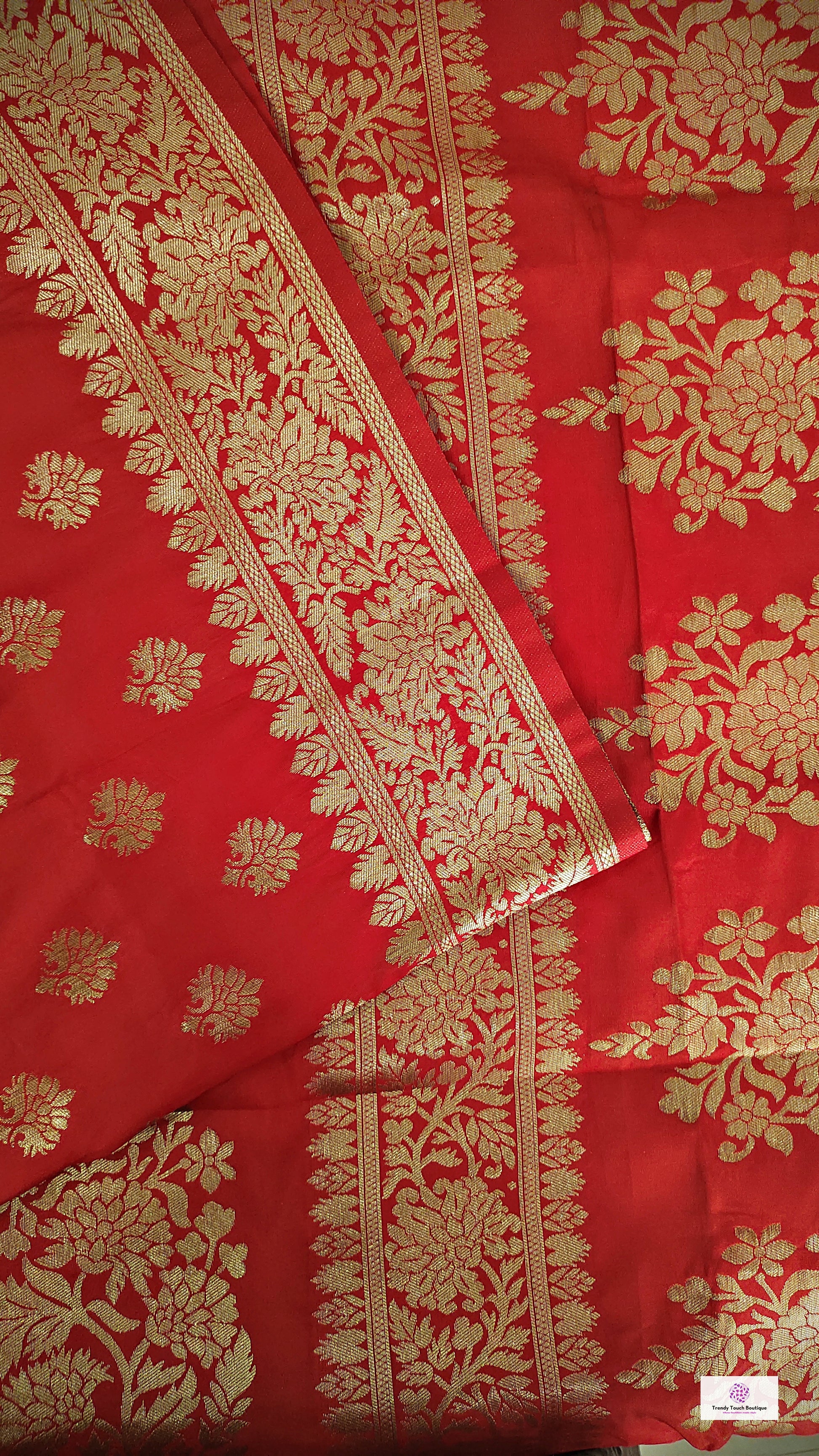 red banarasi silk zari work sare wedding wear marriage function party wear saree affordable price