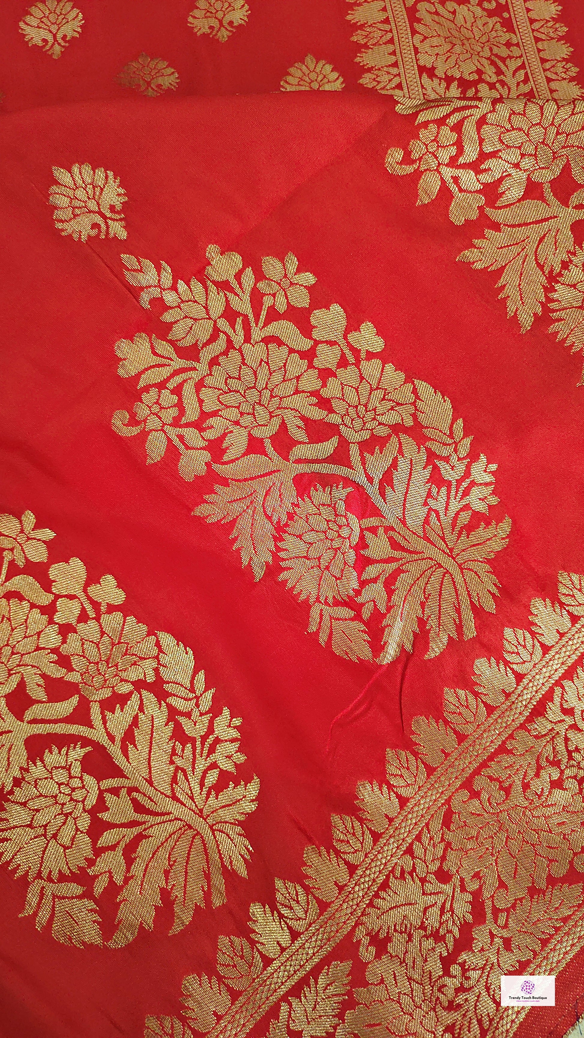 red banarasi silk zari work sare wedding wear marriage function party wear saree affordable price