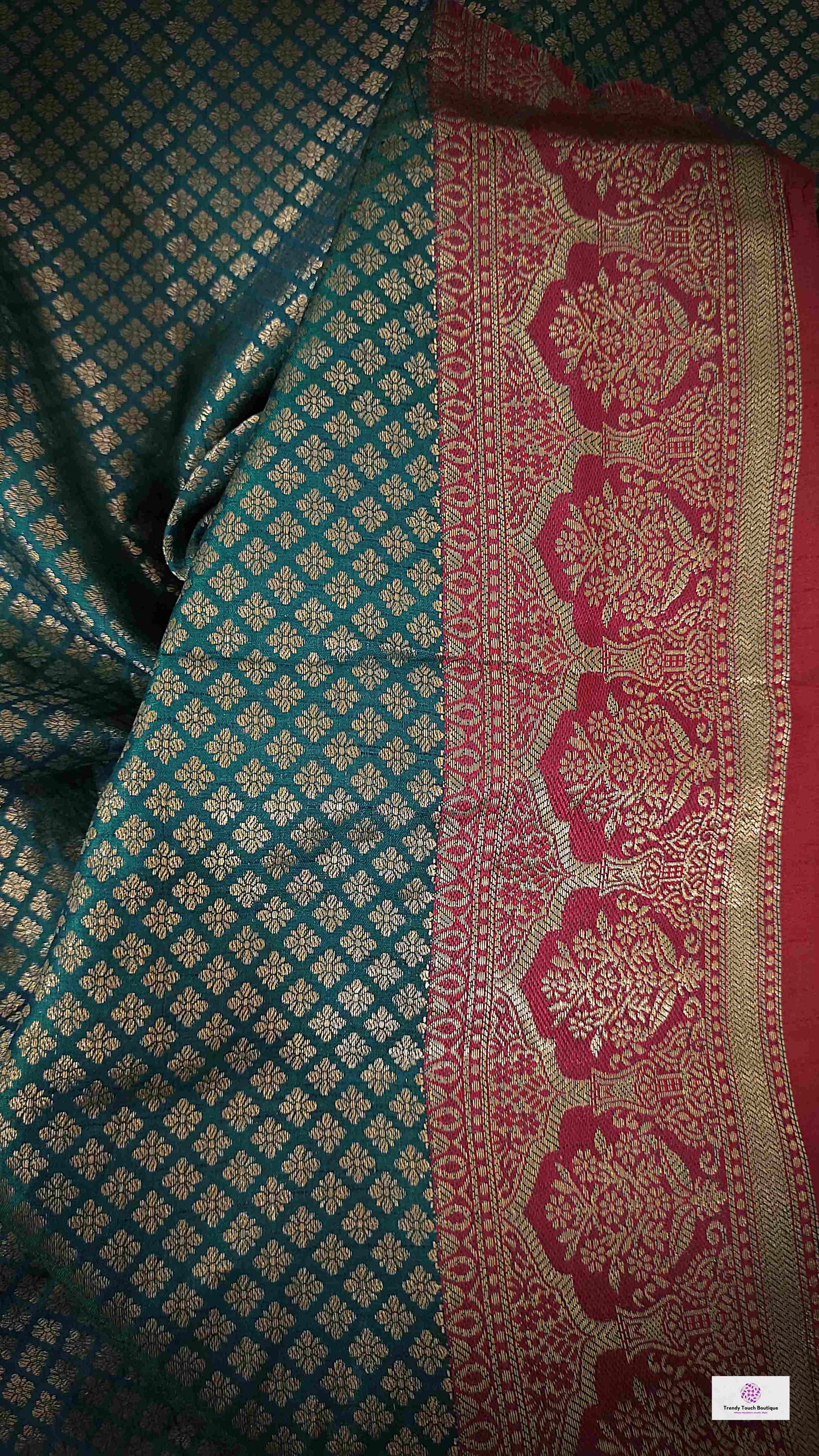 shop saree online teal green and pink silk festive wear saree with blouse piece festive gift best price