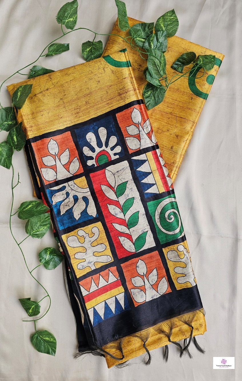 MOMER PUTUL - (DIGITAL PRINT) - SEMI TUSSAR SILK - PRE BOOK (DESPATCH : 10-15 DAYS)