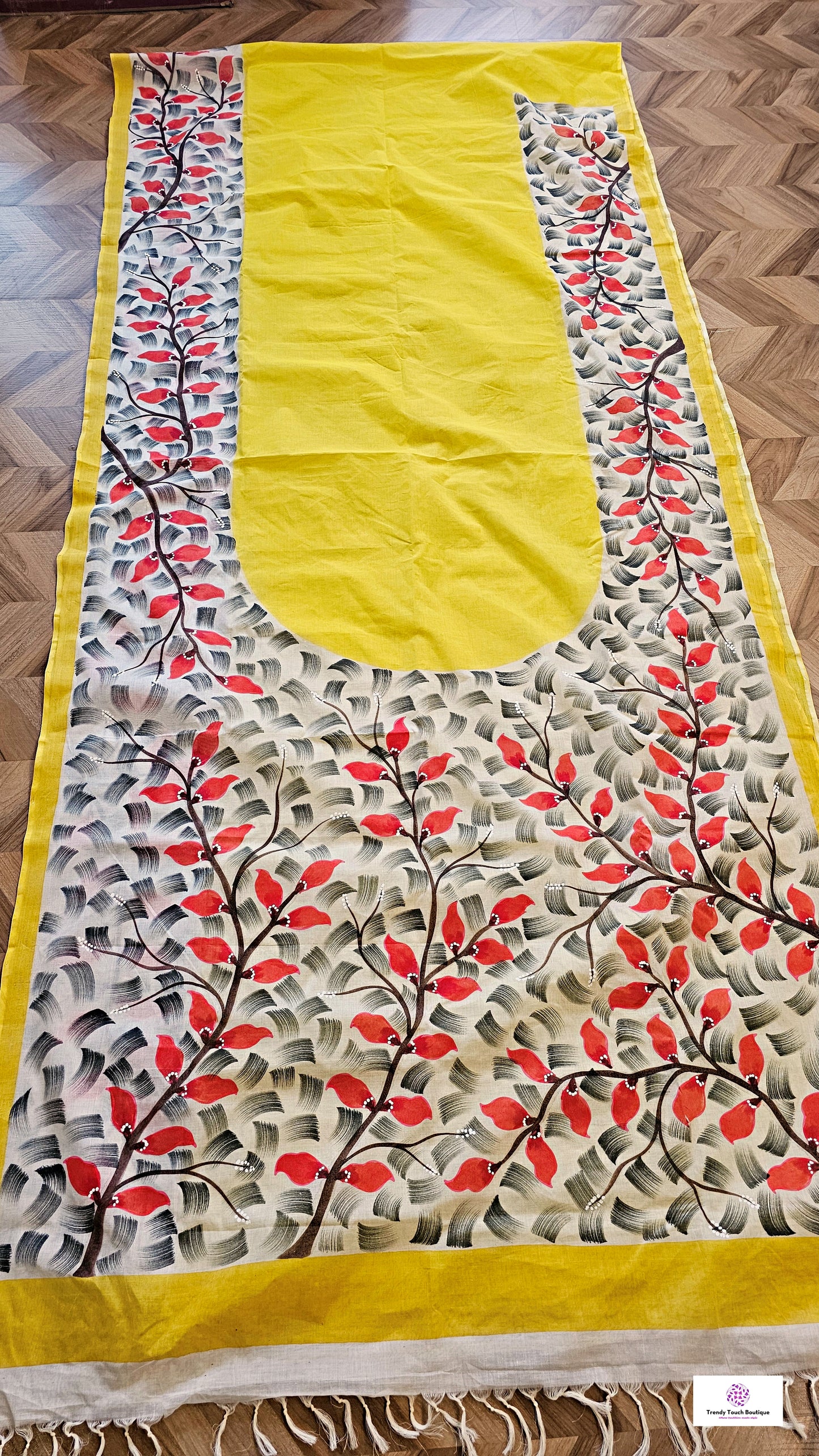 Florals - Handpainted - Pure Cotton Saree