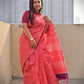peach magenta silk cotton office wear formal wear sarees check pattern with blouse piece contrast best price online handloom