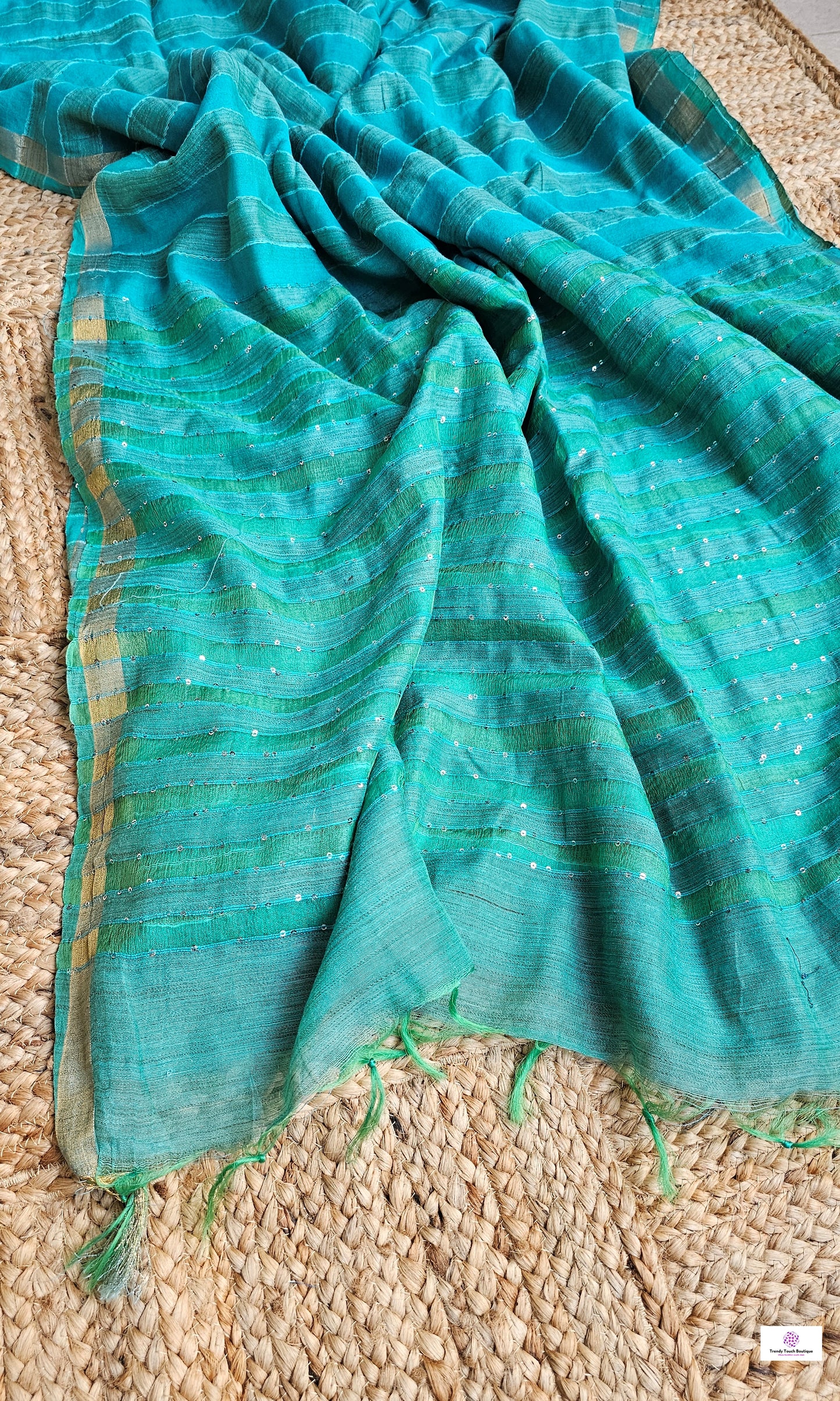 Sea Green – Sequins Stud - Banswara Silk Saree