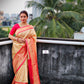 lightweight red ivory haldi mehndi marriage wedding ceremony silk saree at affordable price