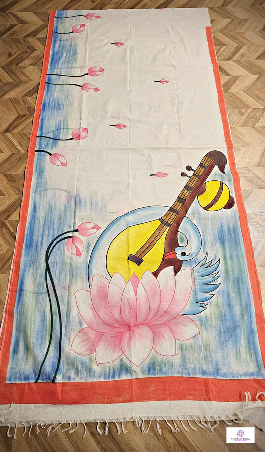 Hans - Handpainted - Pure Cotton Saree