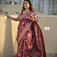 wine magenta golden silver zari work banarasi silk saree best price with blouse piece festive wear wedding wear party wear marriage function traditional silk