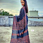 Cotton handloom black saree with orange thread kantha hand embroidered best summer fabric for formal and casual styling marriage functions and family events with blouse piece best price