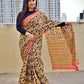 peach orange organic handblock print mul cotton saree ajrakh vanaspati natural dye floral print best summer fabric office and daily wear saree 