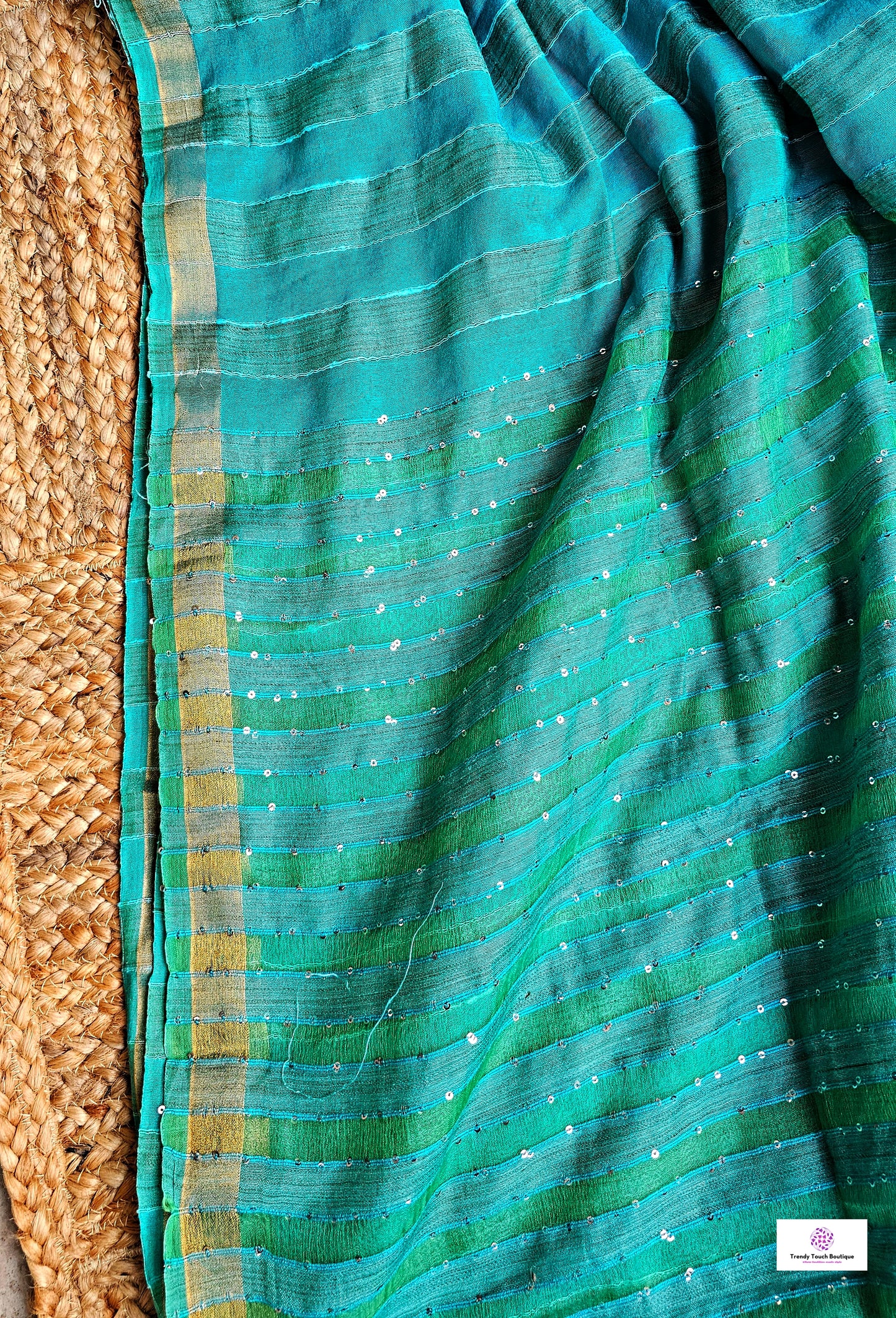 Sea Green – Sequins Stud - Banswara Silk Saree
