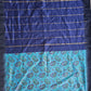 kalyani cotton gadwal kalamkari print blue saree with temple border is lightweight for office and special function with blouse piece best price