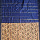 kalyani cotton gadwal kalamkari print peach blue saree with temple border is lightweight for office and special function with blouse piece best price