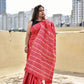 Kantha stitch handembroidered designer red khesh cotton handloom with blouse piece best price