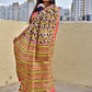 peach orange organic handblock print mul cotton saree ajrakh vanaspati natural dye floral print best summer fabric office and daily wear saree 