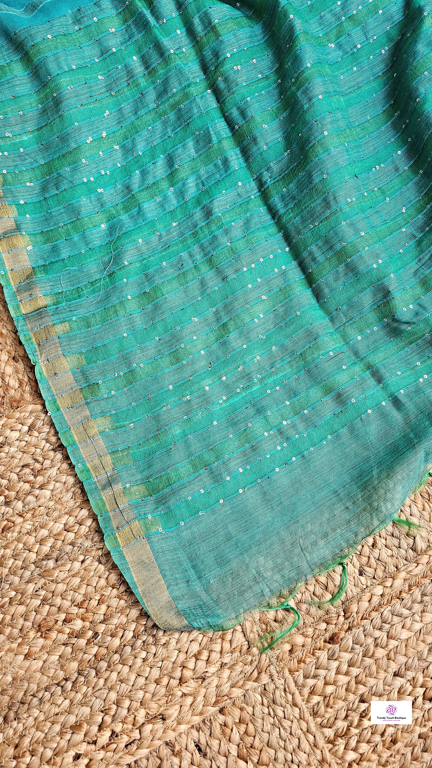Sea Green – Sequins Stud - Banswara Silk Saree