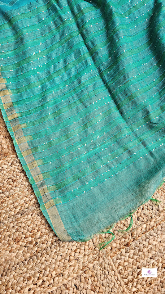 Sea Green – Sequins Stud - Banswara Silk Saree