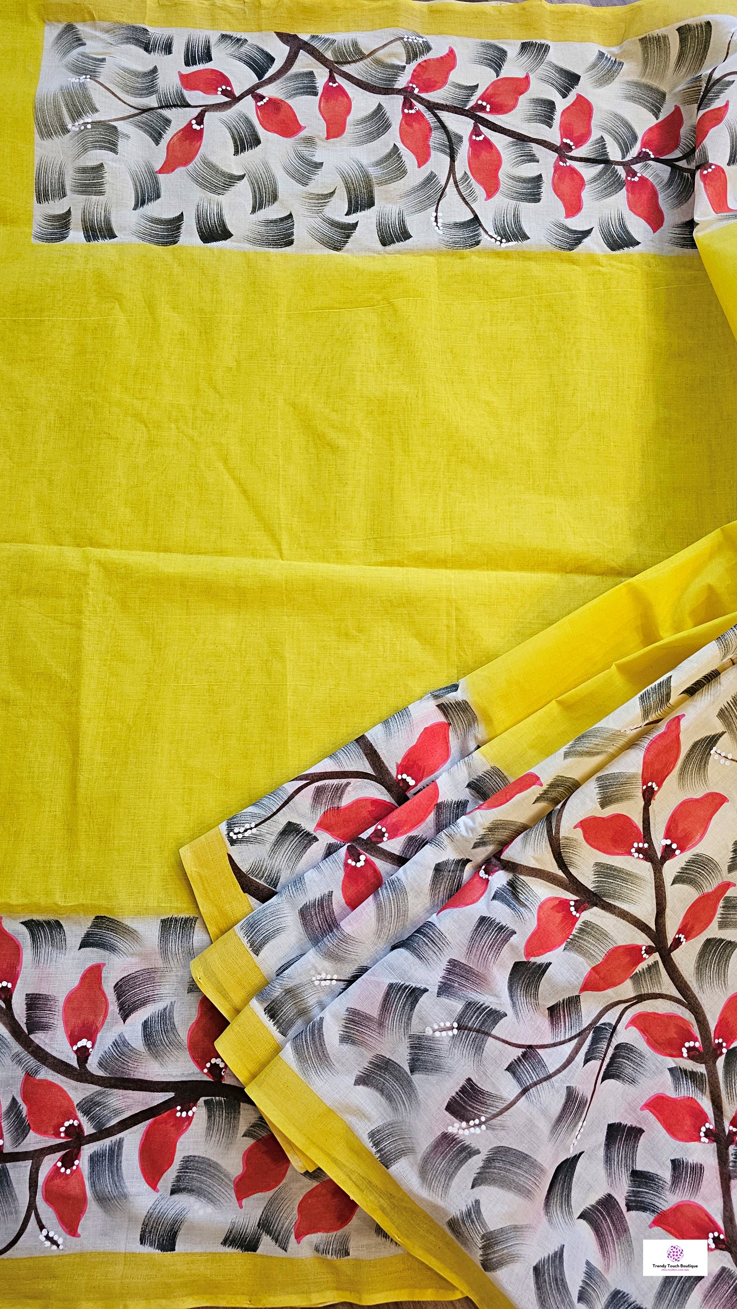 Florals - Handpainted - Pure Cotton Saree