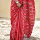 Kantha stitch handembroidered designer red khesh cotton handloom with blouse piece best price