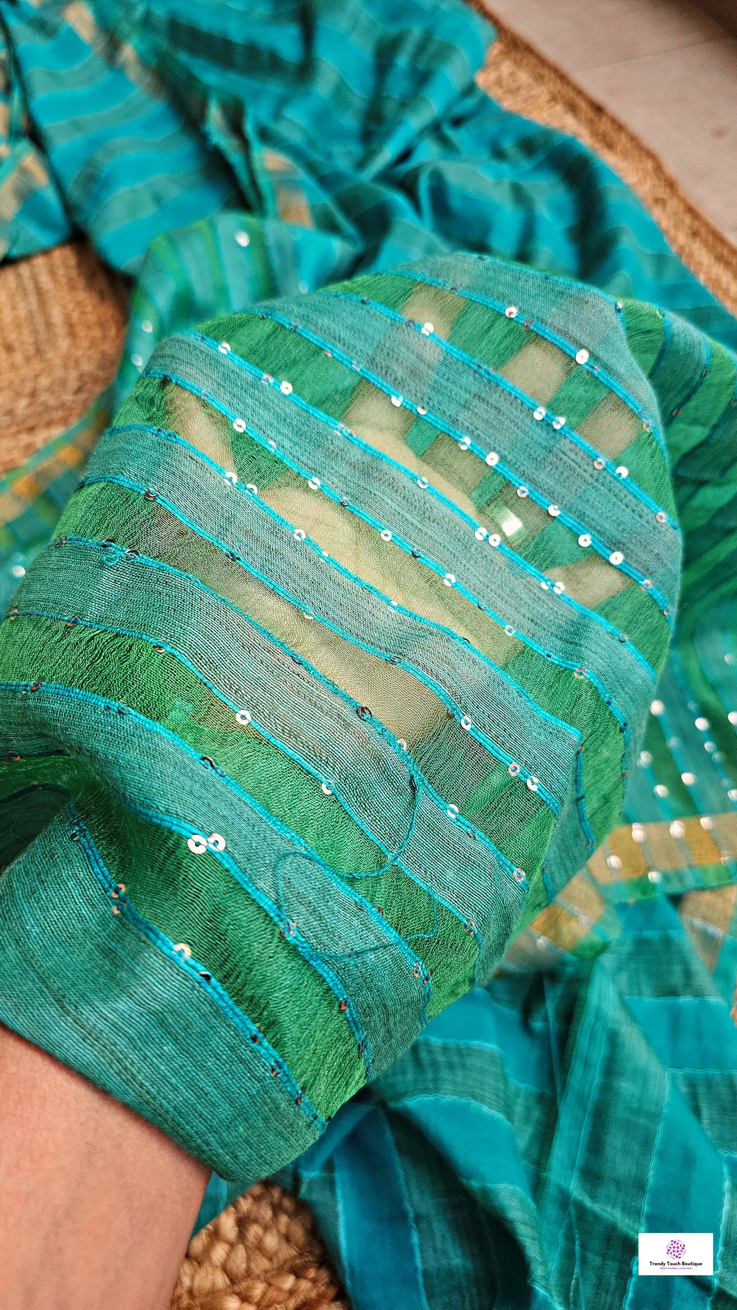 Sea Green – Sequins Stud - Banswara Silk Saree