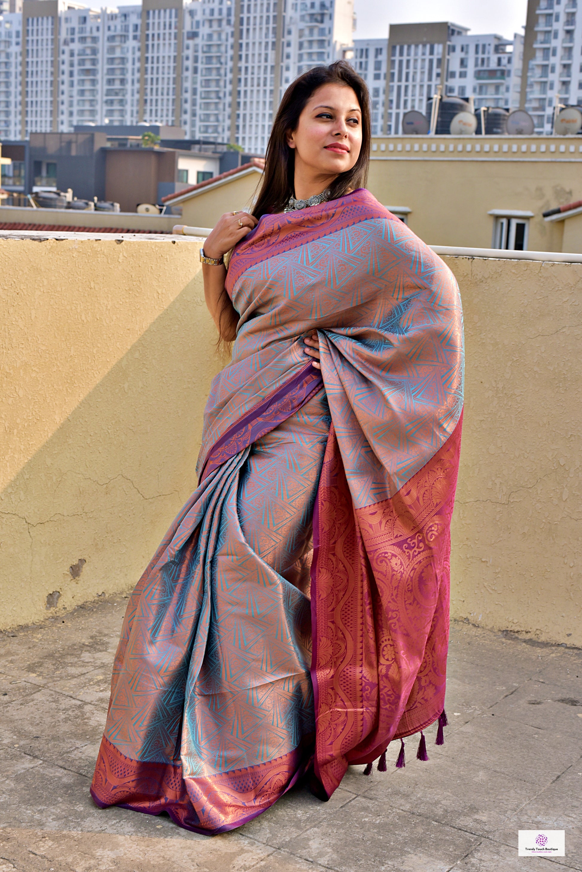 dual tone blue kubera pattu silk saree for wedding soft silk saree online marriage function contrast brocade work with blouse piece
