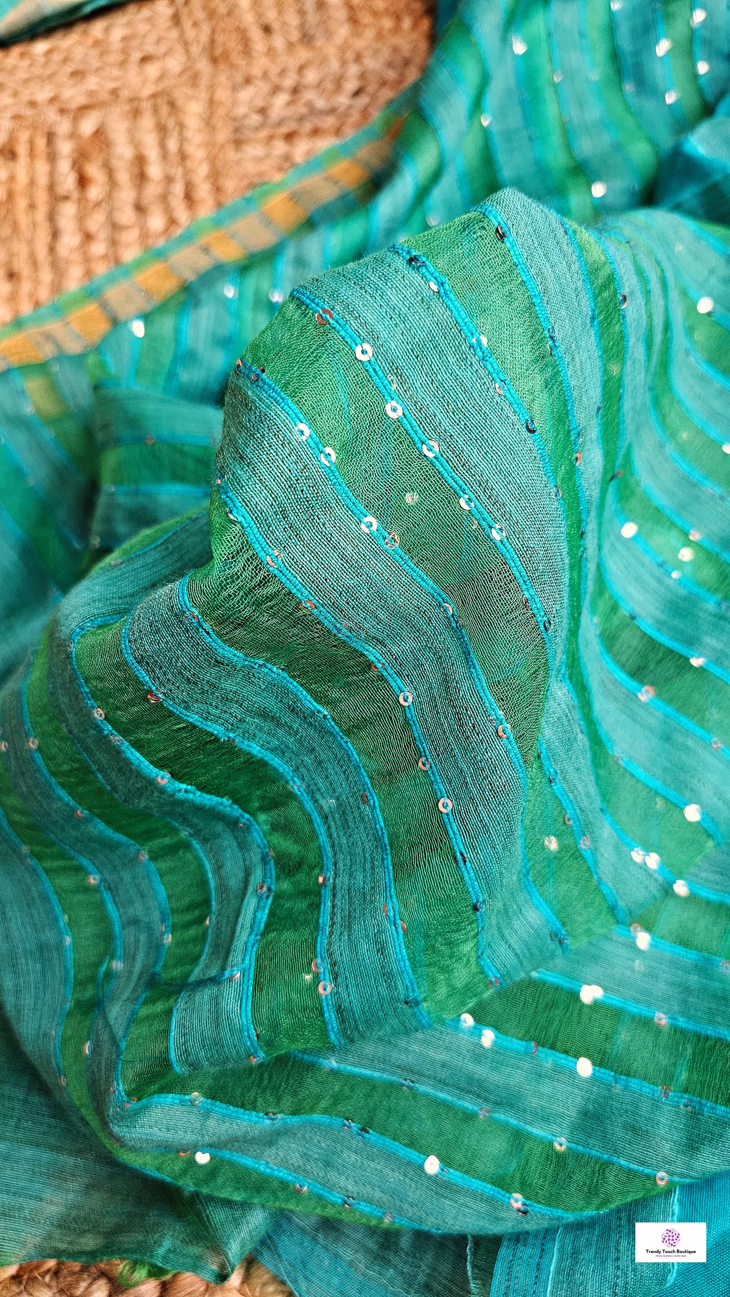 Sea Green – Sequins Stud - Banswara Silk Saree