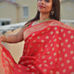 red banarasi silk zari work sare wedding wear marriage function party wear saree affordable price