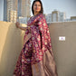wine magenta golden silver zari work banarasi silk saree best price with blouse piece festive wear wedding wear party wear marriage function traditional silk