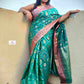shop saree online teal green and pink silk festive wear saree with blouse piece festive gift best price