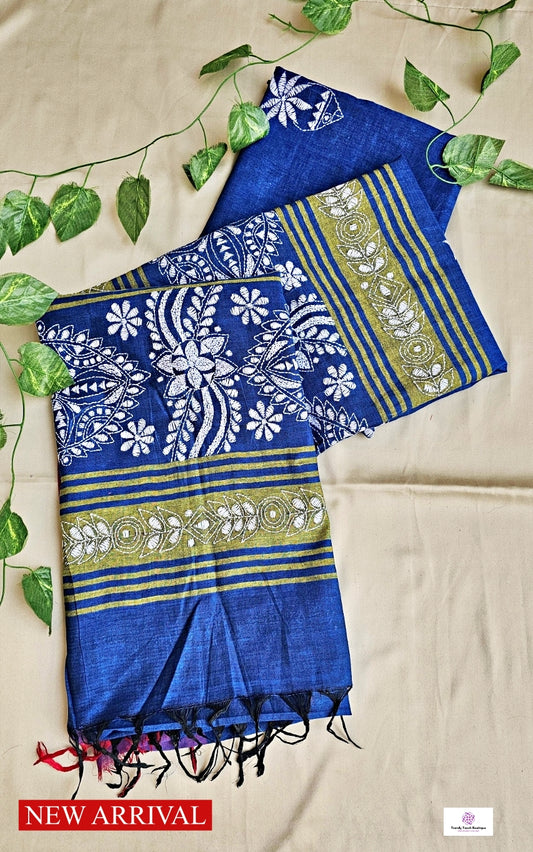 SITAARE - KANTHA STITCH - COTTON HANDLOOM SAREE