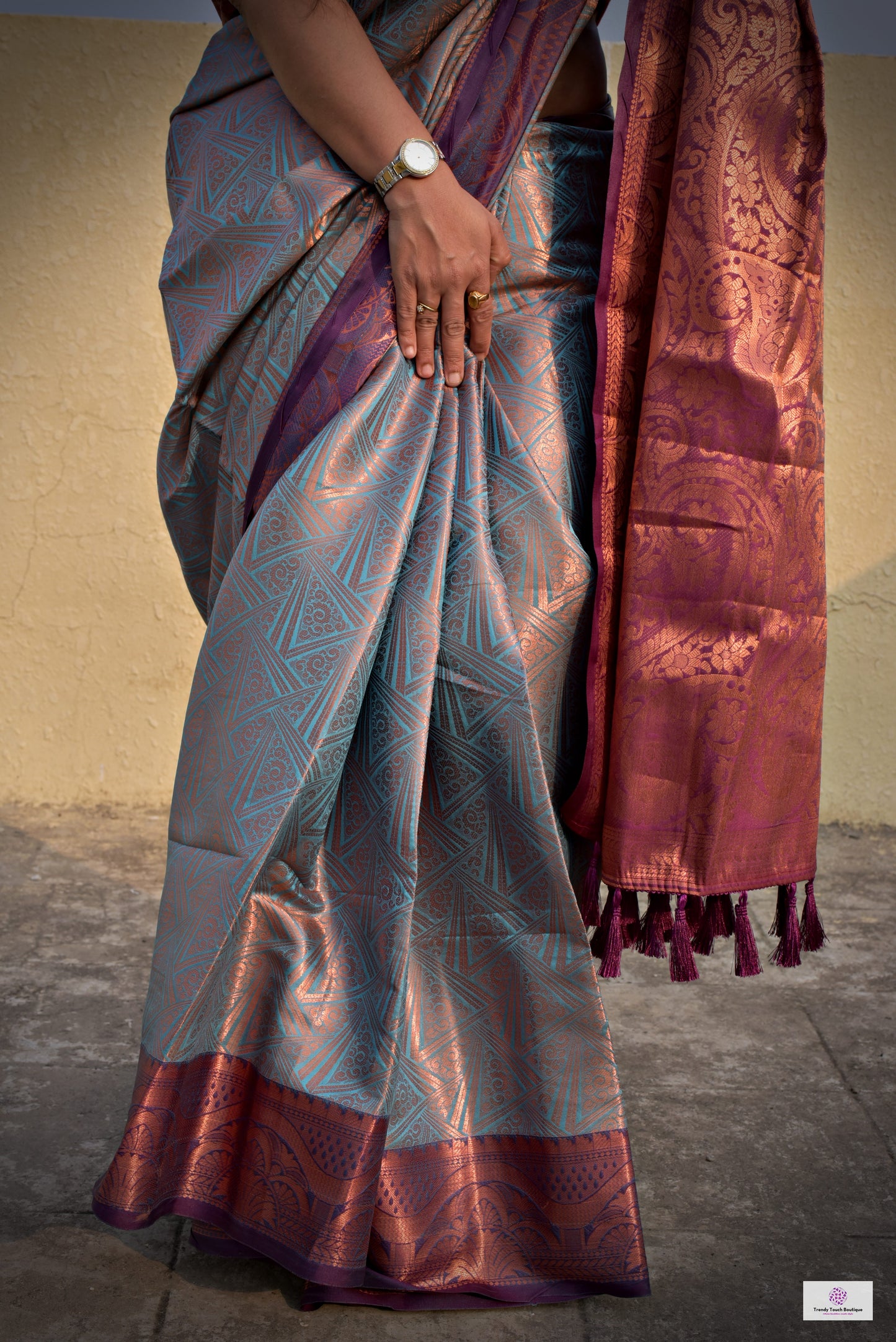 dual tone blue kubera pattu silk saree for wedding soft silk saree online marriage function contrast brocade work with blouse piece