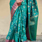 shop saree online teal green and pink silk festive wear saree with blouse piece festive gift best price