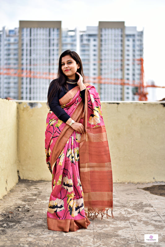Floral Dream - Semi Tussar Silk Saree