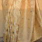 ivory off white jaal work handwoven banarasi silk saree with blouse piece wedding season special party wear bengali saree best price shop online