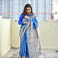 Neel Nadi - Madhubani Print - Semi Ghicha Silk Saree