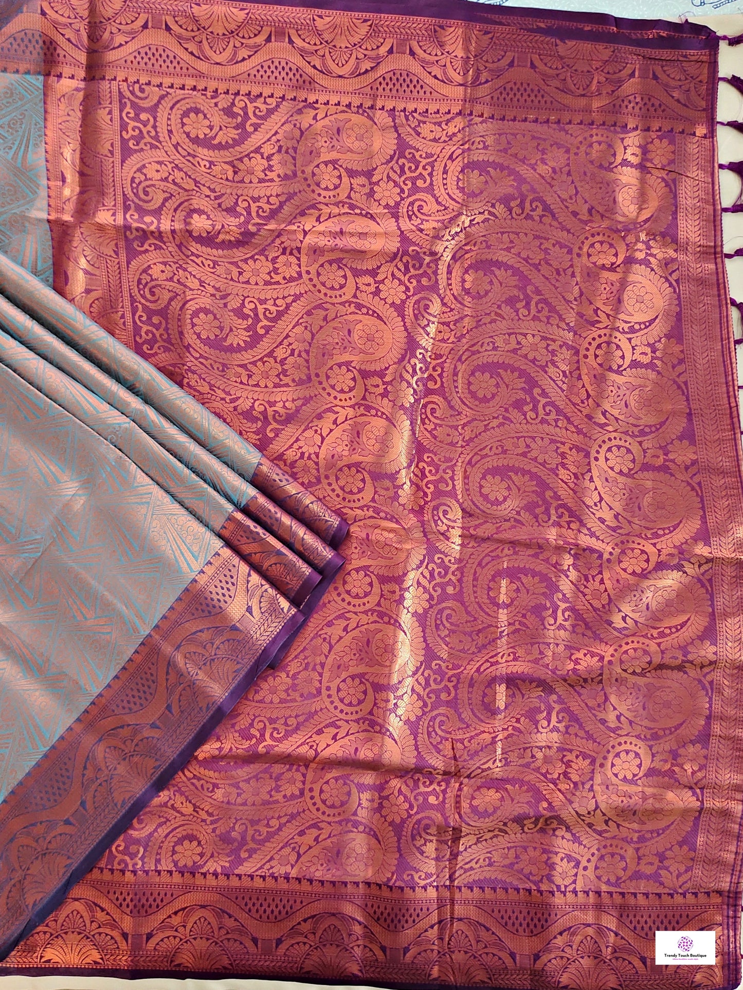 dual tone blue kubera pattu silk saree for wedding soft silk saree online marriage function contrast brocade work with blouse piece
