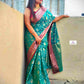 shop saree online teal green and pink silk festive wear saree with blouse piece festive gift best price