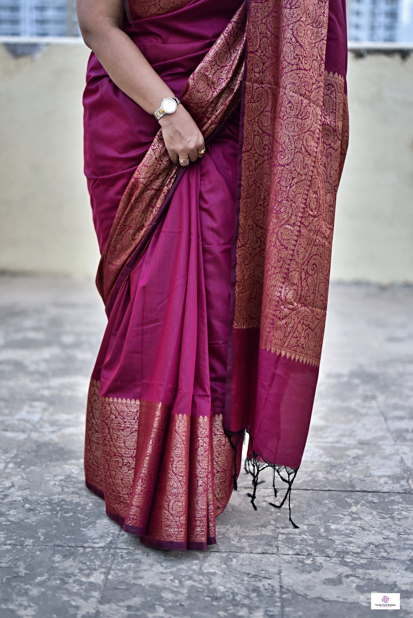 BEETROOT - KATAAN SILK (DARK MAGENTA - COPPER ZARI)