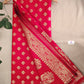red banarasi silk zari work sare wedding wear marriage function party wear saree affordable price