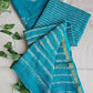 Handblock print Kota doria lightweight teal green office wear zari border saree 
