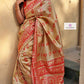 Lightweight sarees for gifting Baluchari Silk saree beige chandan ivory red traditional silk rama sita motif wedding function party wear celebration affordable price online with blouse piece