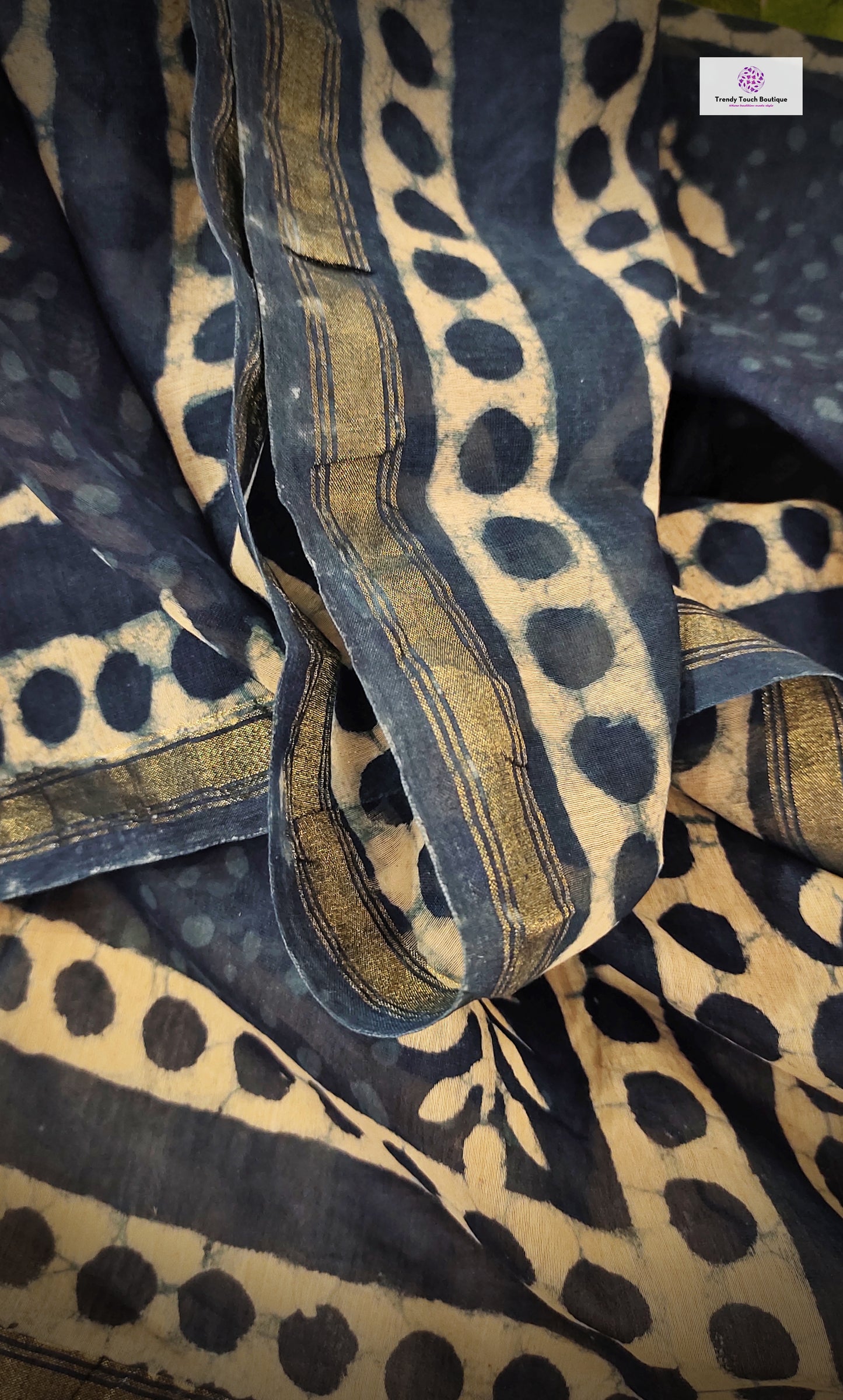 BLUEBELLS - HANDBLOCKPRINT- CHANDERI SILK DUPATTA