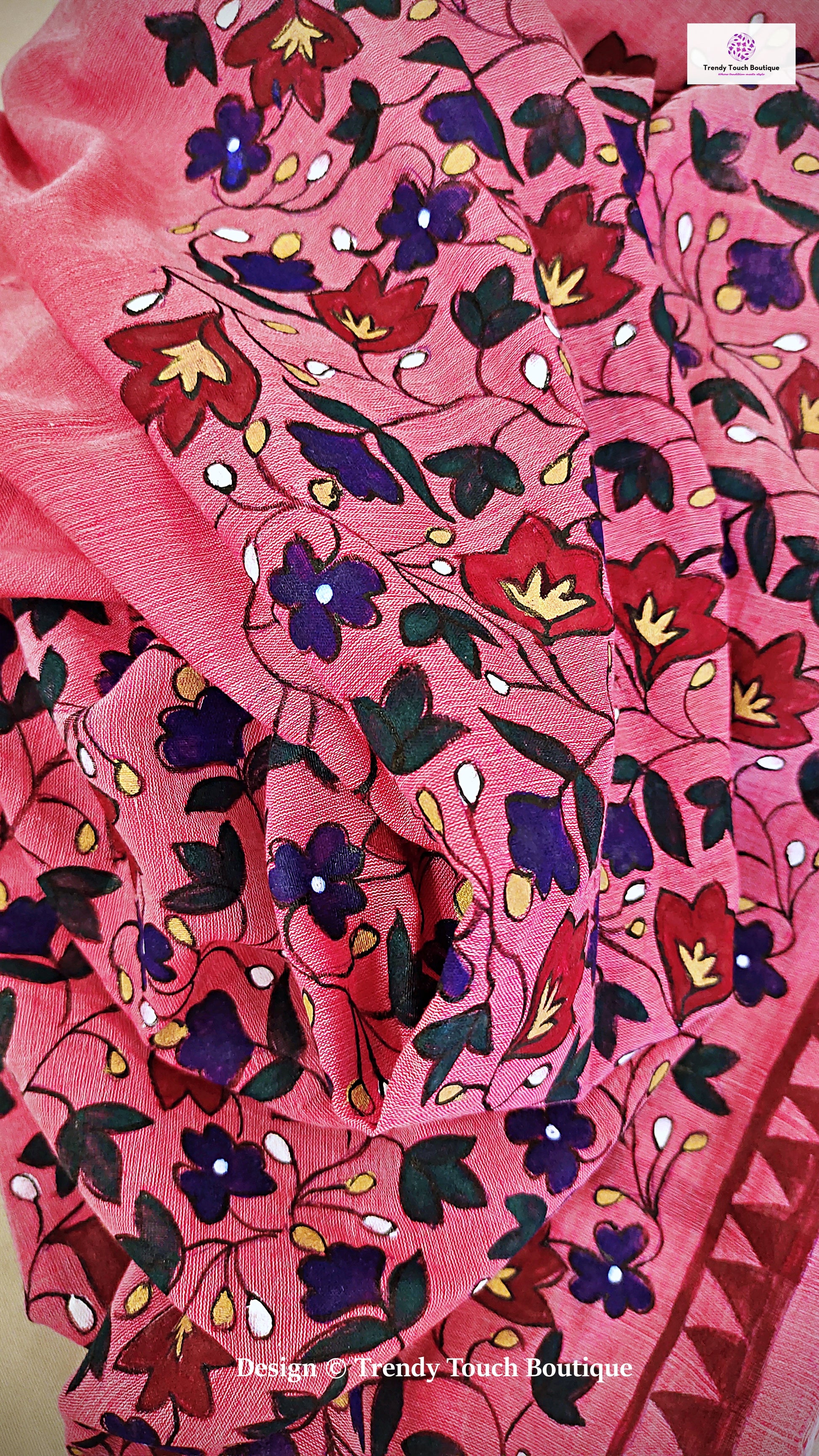 Handpainted pure cotton handloom saree