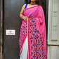 Floral design handpainted pure cotton saree at best price