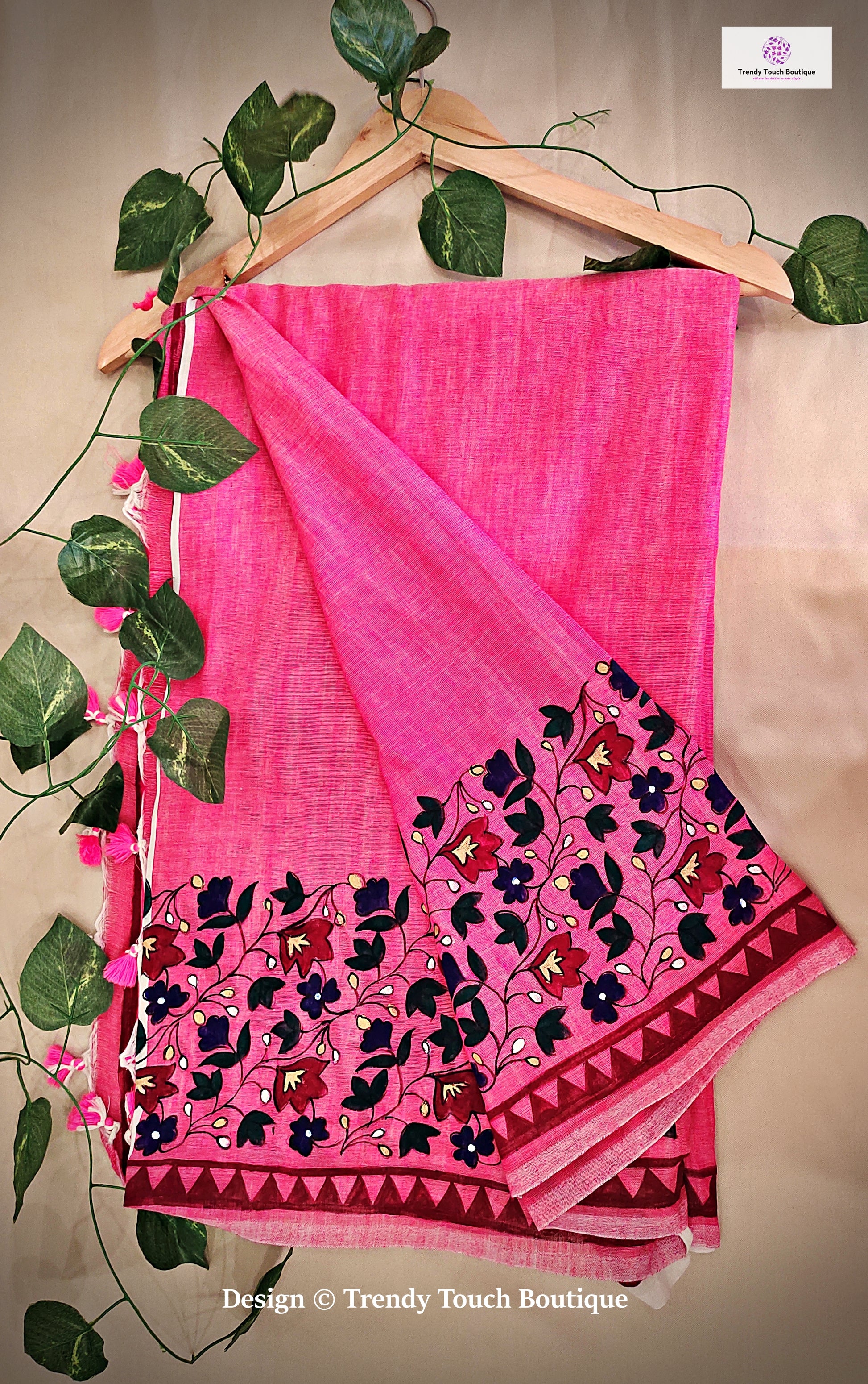Handpainted cotton saree