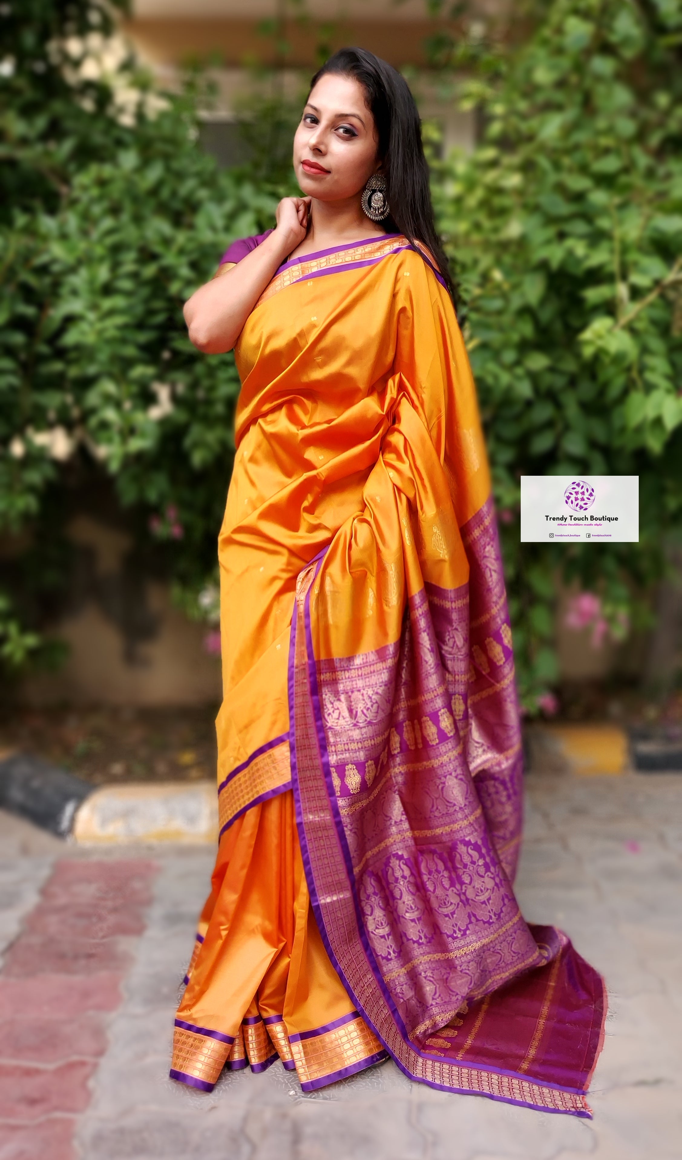 Yellow & Purple Pure Georgette Zari Weaving Saree – Bahuji - Premium Silk  Sarees Online Shopping Store