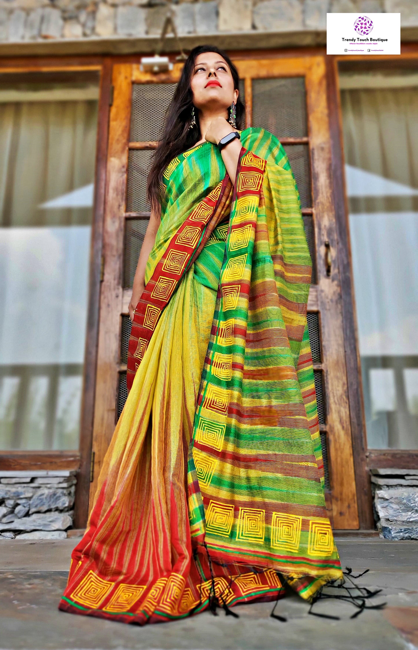 MON BHROMOR - HANDPAINTED - COTTON SILK SAREE - MADE TO ORDER