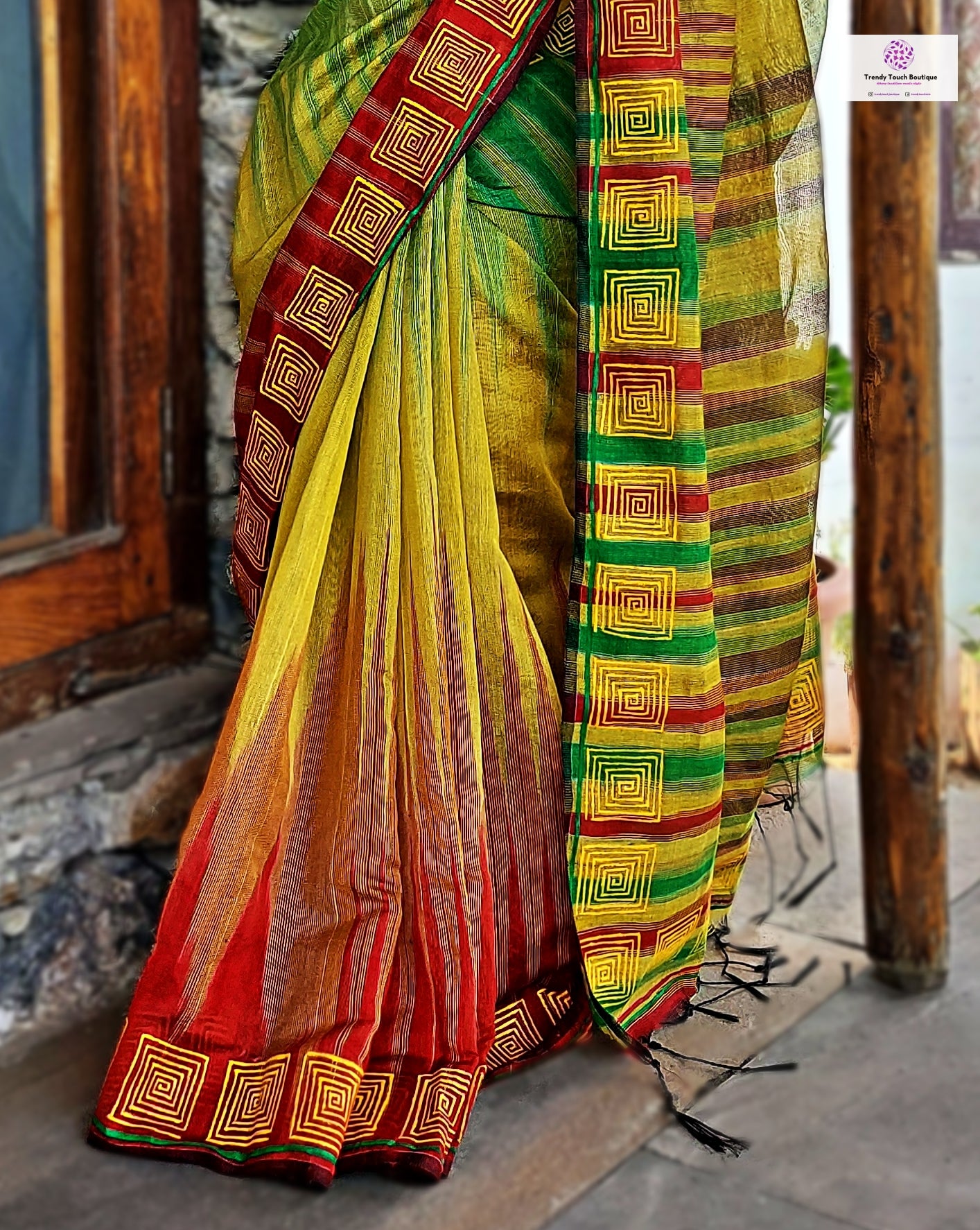 MON BHROMOR - HANDPAINTED - COTTON SILK SAREE - MADE TO ORDER