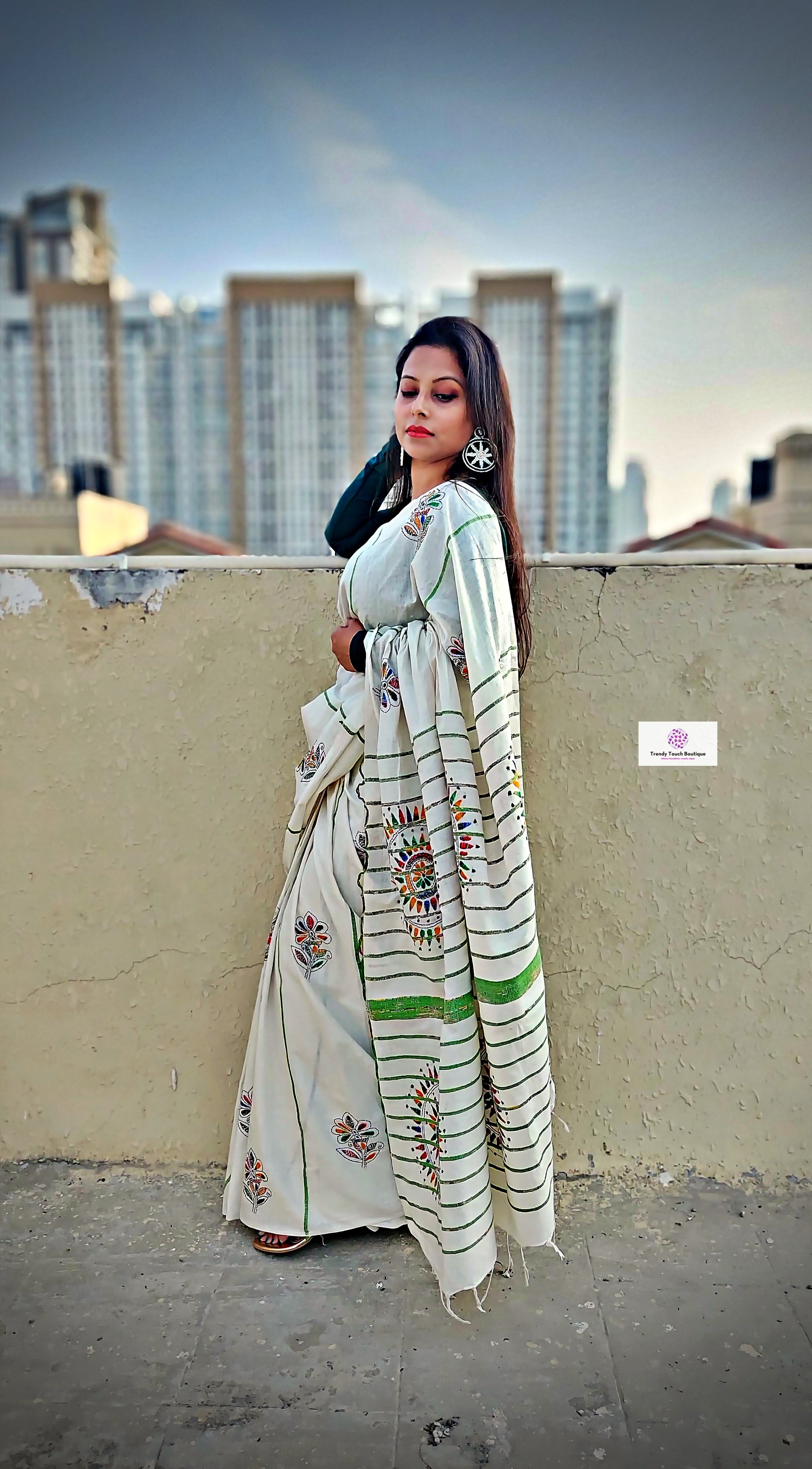 Kantha Stitch Work hand embroidered white Designer pure khesh khadi cotton handloom Saree best price new design festive fashion wedding party wear marriage function special occasion with blouse piece