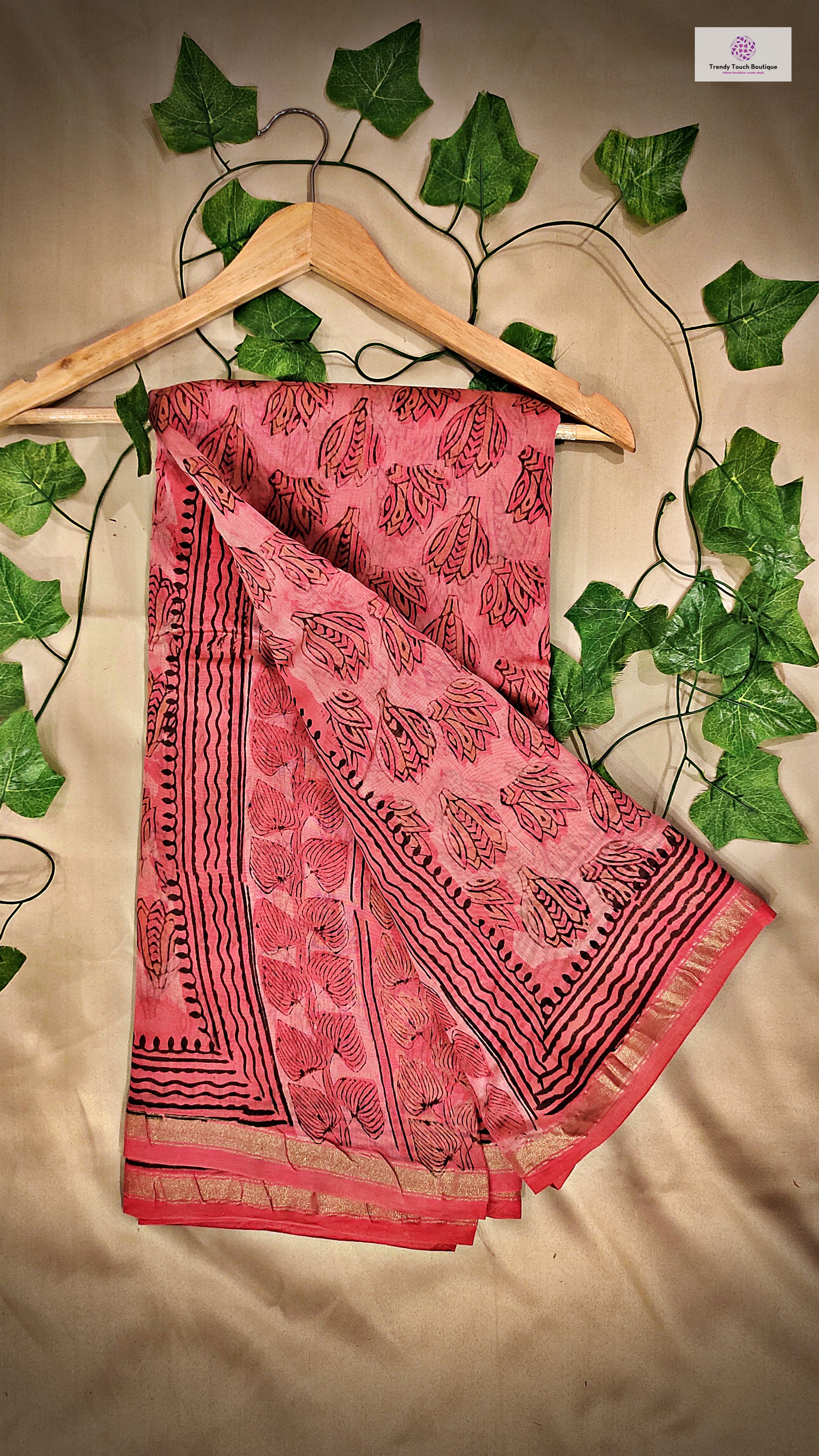 pink chanderi silk cotton saree buy online