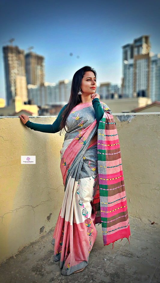 SUNDAE - KANTHA STITCH - COTTON HANDLOOM SAREE