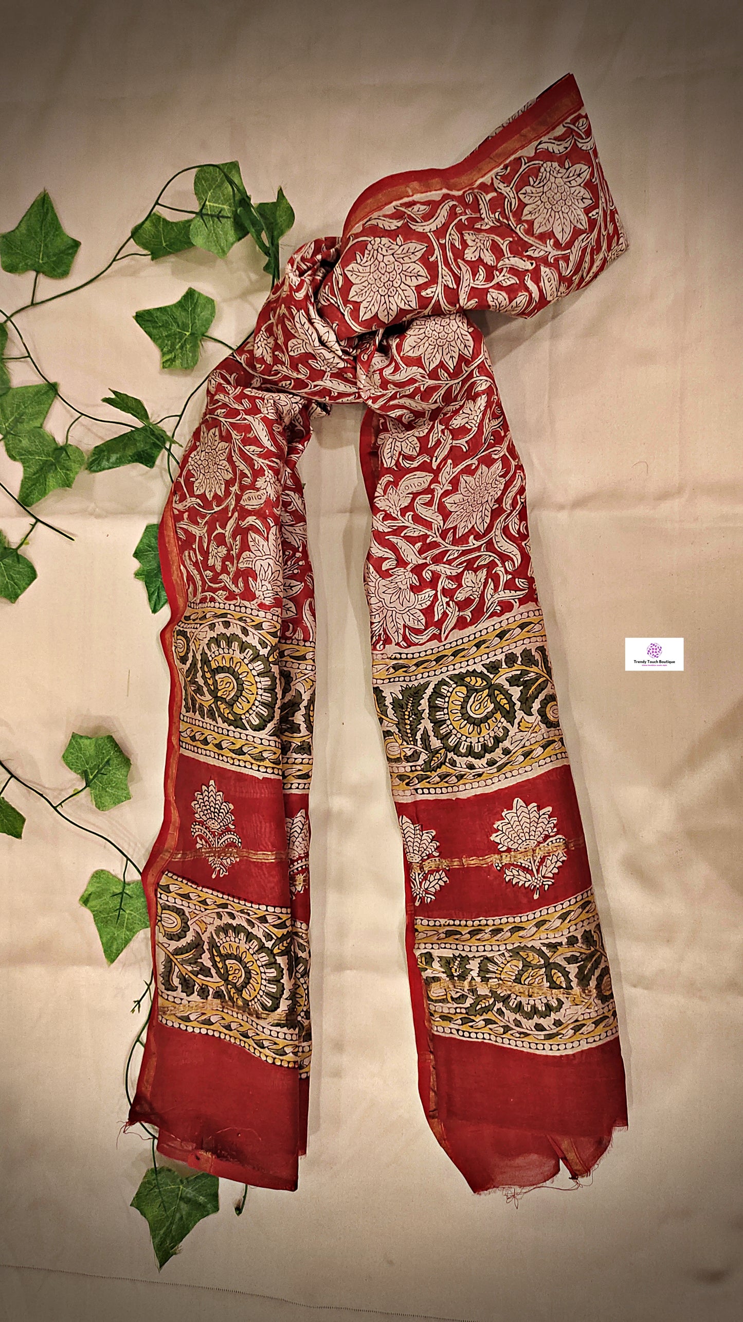 WILD HEART - HANDBLOCKPRINT- CHANDERI SILK DUPATTA